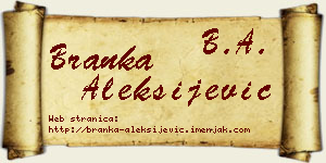 Branka Aleksijević vizit kartica